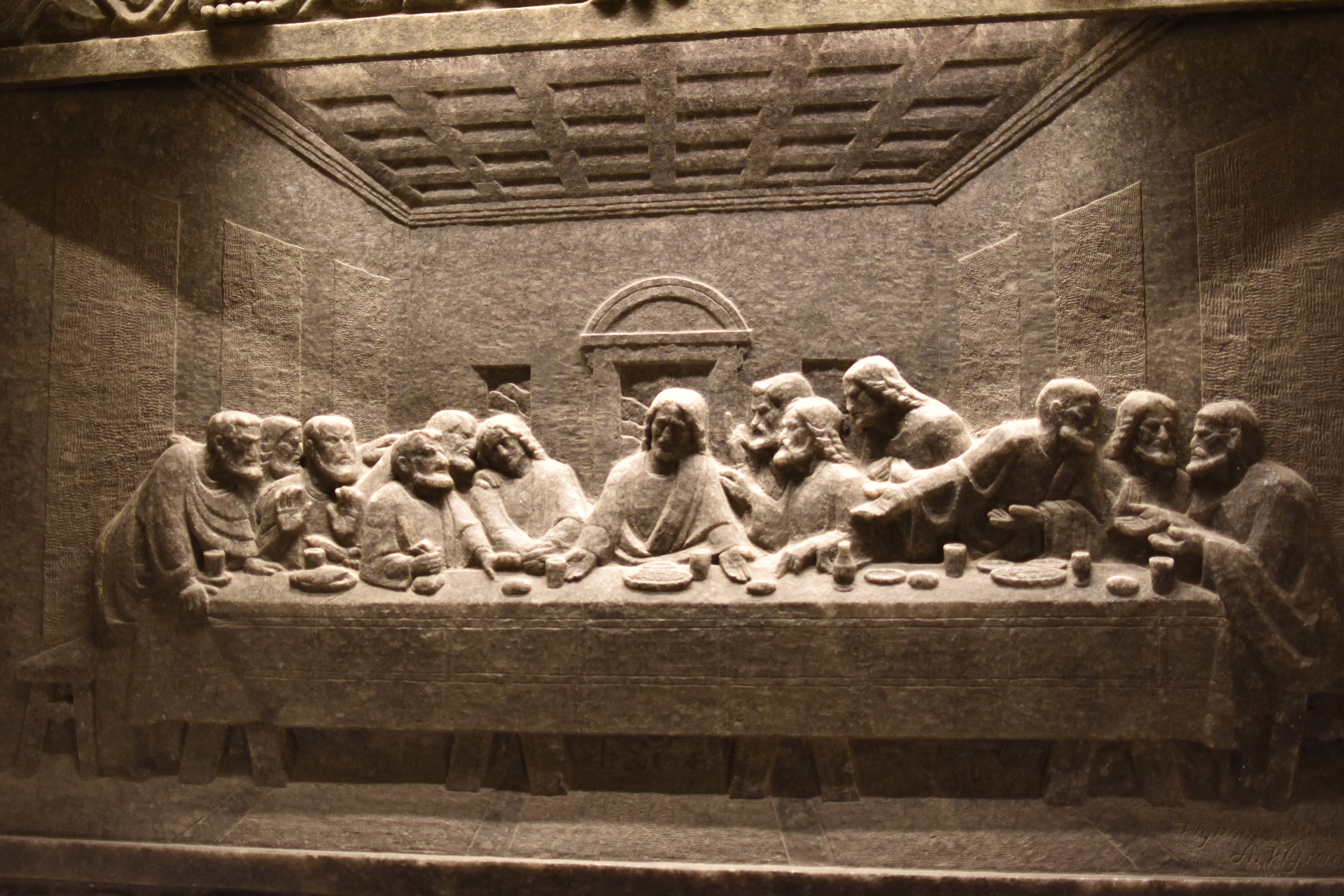Escultura da Última Ceia em sal na Mina de Sal