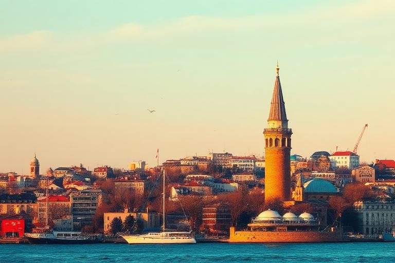 Torre de Gálata e o horizonte de Istambul sobre o Bósforo